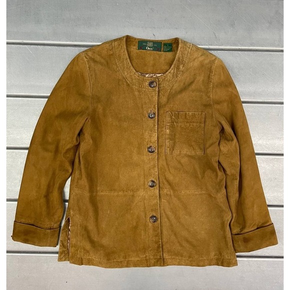 Vintage Orvis Suede Button Up Jacket Womens 6 Brown Suede Leather, Lined - Picture 1 of 10